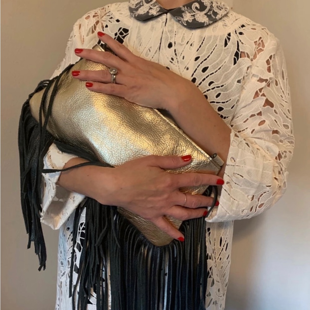 Leather fringe bag
